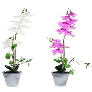 Planta Decorativa Gres Orquídea DKD Home Decor 21 x 21 x 82 cm (2 Unidades) (12 Unidades)