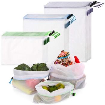 esonmus 12 Bolsas de Frutas y Verduras, fáciles de Limpiar y Reutilizables, Hechas de algodón Limpio, utilizadas para almacenar cocinas y Hacer Carreras