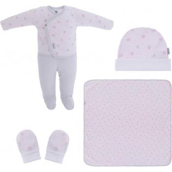 Conjunto de bebé niña 5 piezas primera puesta estampado rosa