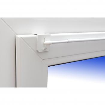 Dekohaken24 - Barra para cortinas Florida extraíble de 60-80 cm y 1 par de enganches universales para la parte superior de la ventana, color blanco