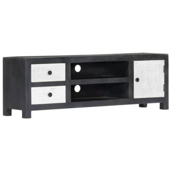Mueble TV multimedia tallado a mano de madera de mango gris, 120 x 30 x 40 cm, para comedor y salón