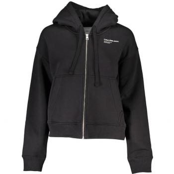 Calvin Klein Women's XS Black Zip-Up Fleece Hoodie with Embroidery