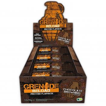 Grenade Reload 70g Chocolate Browning Protein Flapjacks - Pack of 12 Bars