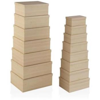 Set de Cajas Organizadoras Apilables Versa Madera Cartón 15 Piezas 35 x 16,5 x 43 cm
