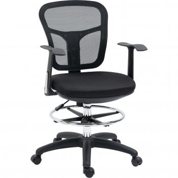 Vinsetto Silla de Dibujo Ergonómica de Malla Giratoria con Reposabrazos y Reposapiés Ajustable 59x59x95-115 cm Negro