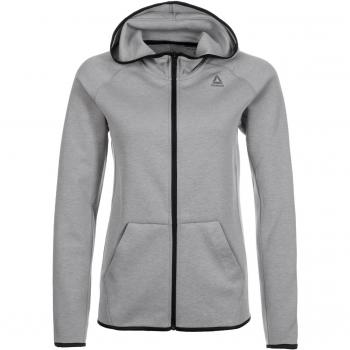 Reebok Qc Full Zip Hoodie Sudadera, Mujer, Gris