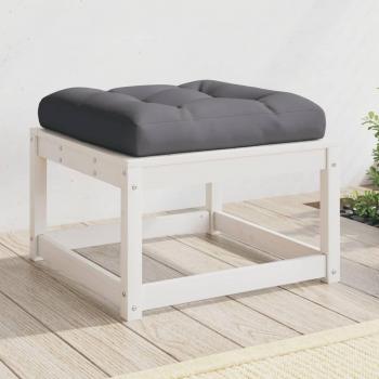 Reposapiés de jardín con almohada de madera maciza de pino blanco Vidaxl
