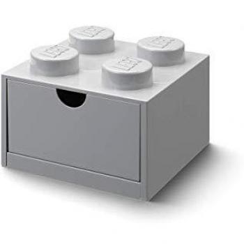 Cajón de Escritorio LEGO Brick 4 - Almacenamiento Gris 16 x 16 cm
