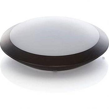 Lindby Lámpara LED de techo Naira, gris, con sensor, moderna, hecha de plástico, 1 llama, adecuada para exterior en jardín, terraza y balcón