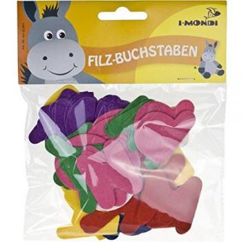 i-mondi® Letras de fieltro colores surtidos para manualidades 78 piezas tamaño 50 mm autoadhesivos