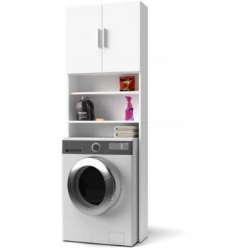 Mueble Lavadora Ahorra Espacio Blanco con 2 Estantes y 2 Puertas