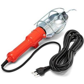 Portalámpara Portátil con Cable de 10 Metros, Jaula de Metal, Compatible con LED, E27