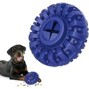 Lewondr Juguete Resistente a Mordeduras para Perros, Cepillo Dientes Limpieza Masticable Alimentador Fuga Caucho Juego Interractivo para Mascotas Grandes Medianos - Azul