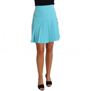 Dolce & Gabbana Light Blue Crystal Wool A-line Pleated Skirt - IT36 | XS