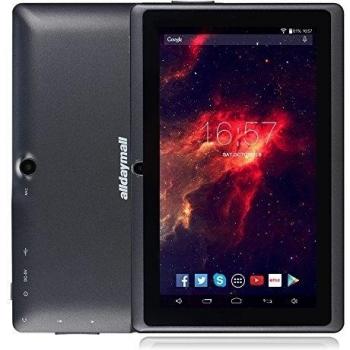 Alldaymall A88X Tablet de 7 Pulgadas - Android 4.4, Quad Core,8 GB ROM, HD 1024x600, Wi-Fi, Bluetooth, OTG,Soporte para juegos 3D - Negro