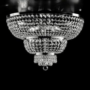 Lámpara de techo clásica Mozart Cromo 8 luces E14 con detalles en strass