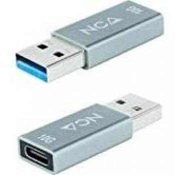 NANOCABLE 10.02.0013 - Adaptador USB-A 3.1 GEN2 a USB-C, USB-A/Macho -USB-C/Hembra, Gris