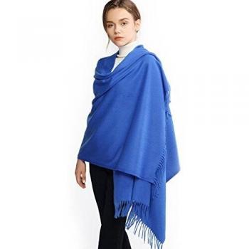 RIIQIICHY Cachemira Invierno Bufanda Pashmina Chal Mantón para Mujeres Azul Más Grueso Cálida Grande Larga Manta