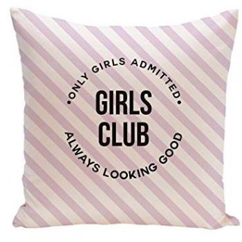 UO Funda de Cojín, Estampado Girls Club, Algodón-Poliéster, Multicolor, 45x45x2 cm