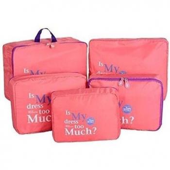Shopper Joy Conjunto de 5 Bolsas de Equipaje Organizadores para Maleta Cubos de Embalaje para Viaje Vacaciones - Rojo