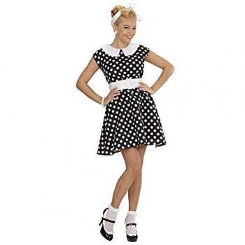 Disfraz Mujer Años 50 Negro con Lunares Blancos - Talla L