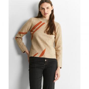 Jersey de mujer con estampado abstracto y cuello perkins