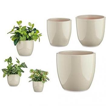 Set de Macetas Gris Arcilla (3 Piezas) - Fácil Cuidado del Hogar (22,5 x 18,5 x 22,5 cm)