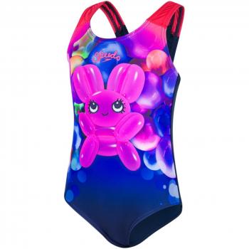 Speedo Shimmer Bounce Essential Applique Bañador, Bebé-Niñas, Azul Marino/Rosa, XL