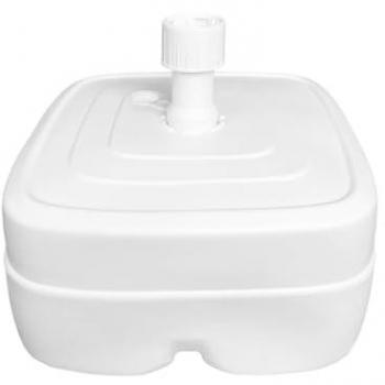 Base de Sombrilla Rellenable con Agua o Arena - Resistente y Estable para Terraza, Jardín y Patio (45 Litros, Blanco, 47x47x22cm)