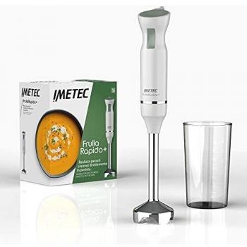 Batidora de Mano Imetec Frullarapido+ 800 W, Inmersión, Gambo XL Acero Inox, Lame Acero Inox, Recipiente 0.7 L BPA Free, Color Blanco y Verde
