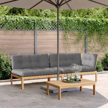 3 Piece Acacia Wood Garden Pallet Sofa Set with Cushions