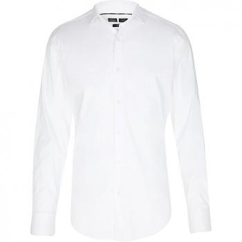 Camisa de Hombre Slim Fit de Popelín de Algodón con Stretch y Planchado Fácil - Hugo Boss Modelo Hank, Color Blanco, Talla 39