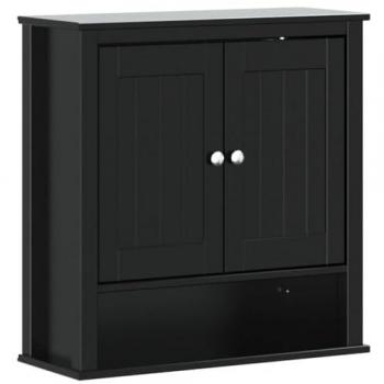 vidaXL Bathroom Wall Cabinet BERG Black 69.5x27x71.5 cm Solid Wood