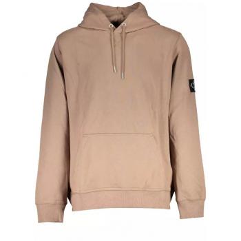 Calvin Klein Men's Elegant Brown Cotton Hoodie with Logo - Size S