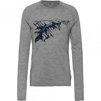 Odlo Alliance - Camiseta de Manga Larga para Hombre, Hombre, Camiseta de Manga Larga para Hombre, 550712, Grey Melange - Mountain Print FW19, Small
