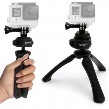 igadgitz Mini Ligera Trípode de Mesa & Mano Estabilizador + Adaptador Soporte con Tornillo Fijador para GoPro Hero5 Negro, Hero5 Session, Hero4, Hero3+, Hero3, Hero2, Hero1, Hero Session - Negro