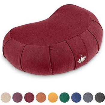 Lotuscrafts Cojin Zafu Meditación Media Luna SIDDHA - Altura 15 cm - Relleno de Espelta - Cubierta en Algodon Lavable- Cojin Suelo - Cojin Yoga Media Luna - Meditation Cushion - Certificado Gots