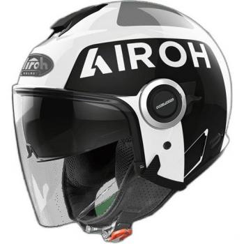 Airoh Casco Jet Helios Blanco y Airoh Helios Up Casco Jet - Negro Blanco (M)