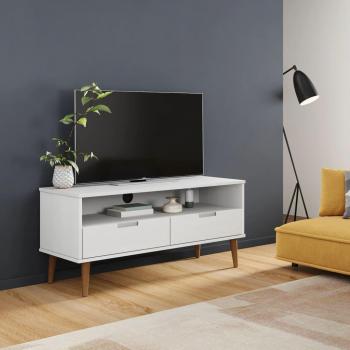 Mueble de TV MOLDE madera maciza de pino blanco 106x40x49 cm, Mueble de salón, Mesa de TV