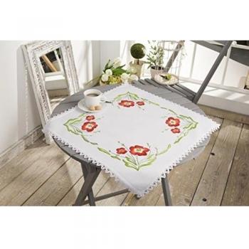 'Motivos Stick Paquete encantador Amapolas - A Elegir: Mantel 51 cm x 51 cm o Camino de mesa 32 cm x 73 cm - Mango punto de Platt punto de aguja Pintura predibujado hilo de bordar y stick - Manta de 100% algodón - dobladillo montado y provis