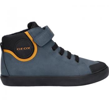 Botines Geox Gisli Gris J para Niño, modelo IGEO23H23, características: diseño moderno, suela de goma antideslizante, sistema de transpiración, cierre con cordones y detalles en color amarillo