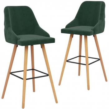 Taburetes de cocina 2 unidades terciopelo verde oscuro
