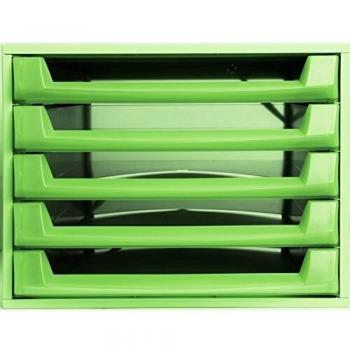 Exacompta 221997D - Caja organizadora, 5 cajones abiertos, color verde
