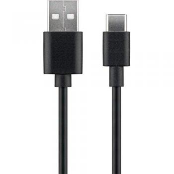 Cable USB-C a USB 2.0 de 0,5 m para Carga y Transferencia de Datos (USB A - USB C, Negro)