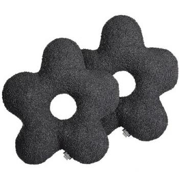 Conjunto de 2 cojines decorativos negros 40 x 40 cm en tela afelpada con forma de flor y relleno suave