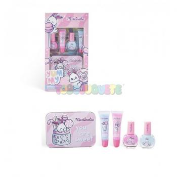 Martinelia Set de Maquillaje Infantil Yummy con Esmaltes y Brillos Labiales Saborizados en Neceser Little Unicorn 14x3x24 cm