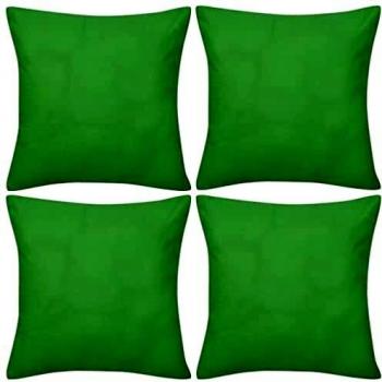 vidaXL 4X Fundas para Cojines Accesorio Decoración Hogar Casa Salón Dormitorio Sala de Estar Protección Cubiertas de Algodón Verde Manzana