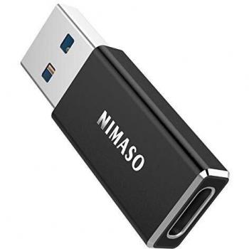 NIMASO Adaptador USB C a USB 3.0, USB-C Hembra a USB Tipo A Macho Adaptador de Carga Rápida Double Cara 3.0 Compatible para Samsung S8 Google Pixel 2 MacBook Huawei y Otros Dispositivos con USB C