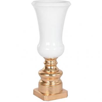 Macetero Home ESPRIT Blanco Dorado Fibra Moderno 40 x 40 x 100 cm