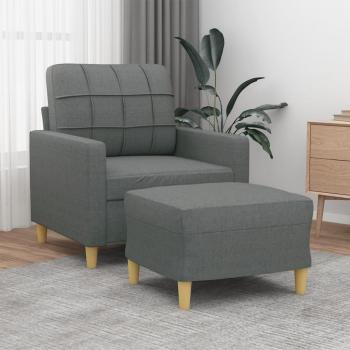 Sillón con reposapiés gris oscuro 60 cm en tela Vidaxl